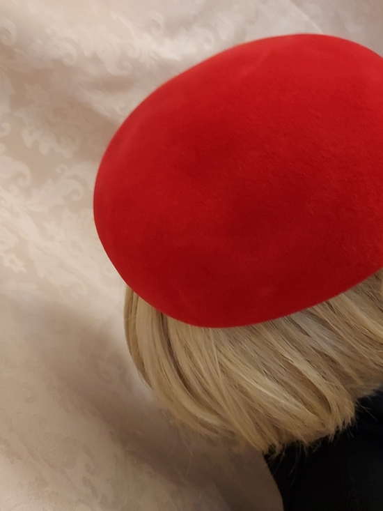 Vintage Red Pillbox Hat - Bold Red Wool Felt